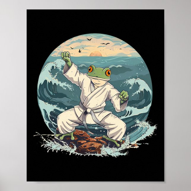 Póster Karate Toad Taekwondo Beach Sunset Martial Arts To (Frente)
