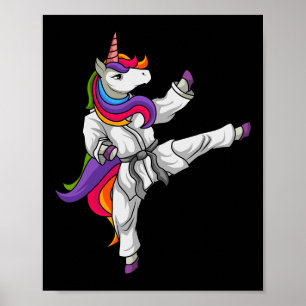 Póster Karate Unicorn Black Belt Japan Martial Arts Lo