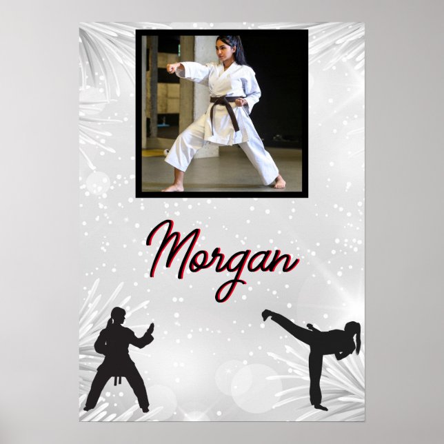 Póster Karate Winter Wonder Foto y nombre personalizados (Frente)