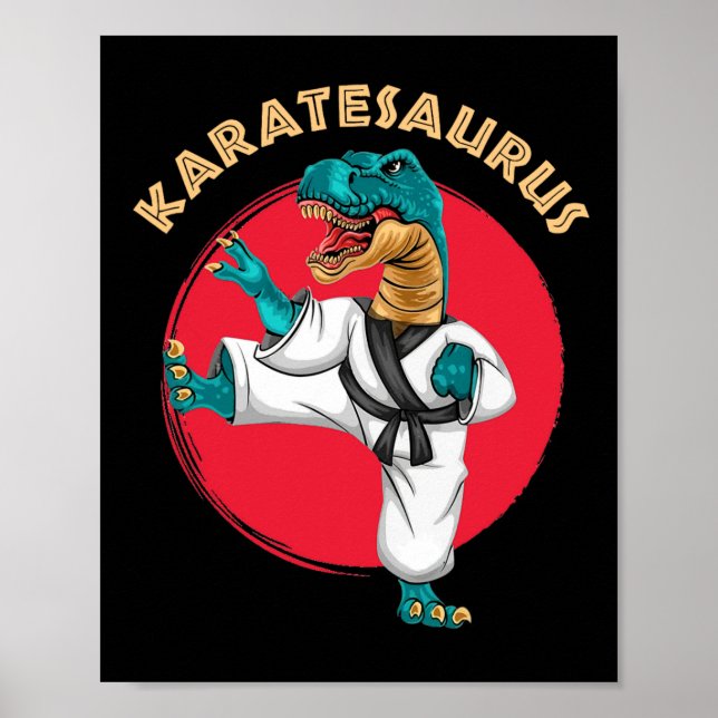 Póster Karatesaurus Funny Karate Dinosaur  (Frente)
