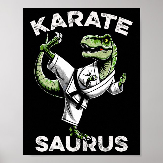 Póster Karatesaurus T-rex Karate Dino Dinosaurio Divertid (Frente)
