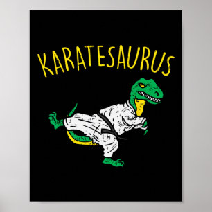 Póster Karatesaurus Trex Karate Funny Dinosaur Martial Ar