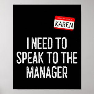 Póster Karen Halloween Costume Habla Con El Gerente Diver