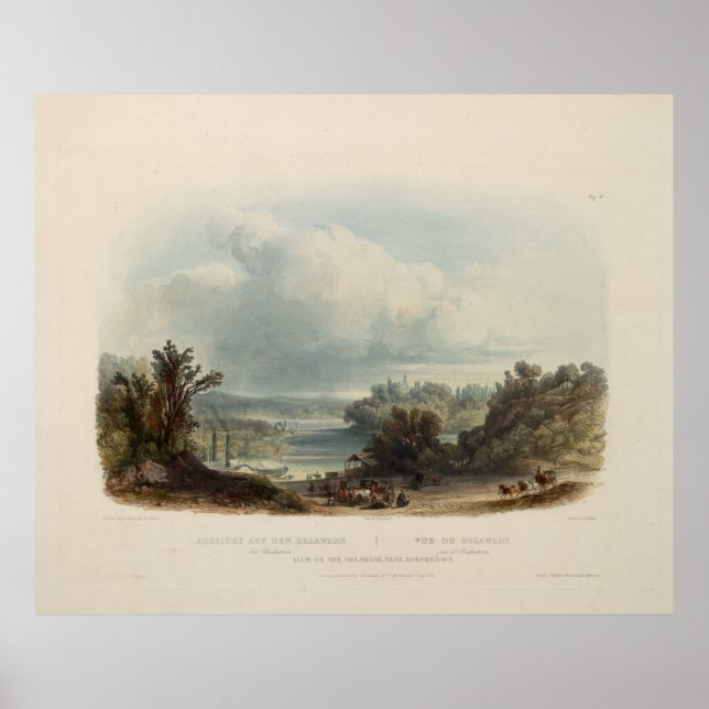 Póster Karl Bodmer: La vista de Delaware cerca de Bordent (Frente)