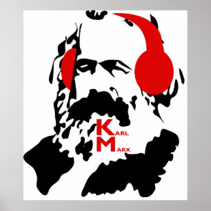 PÓSTER KARL MARX CON TELÉFONOS DE CABEZA