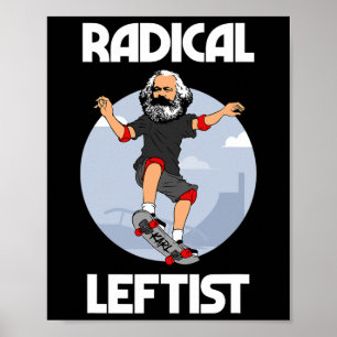 Póster Karl Marx en monopatín izquierdista radical divert