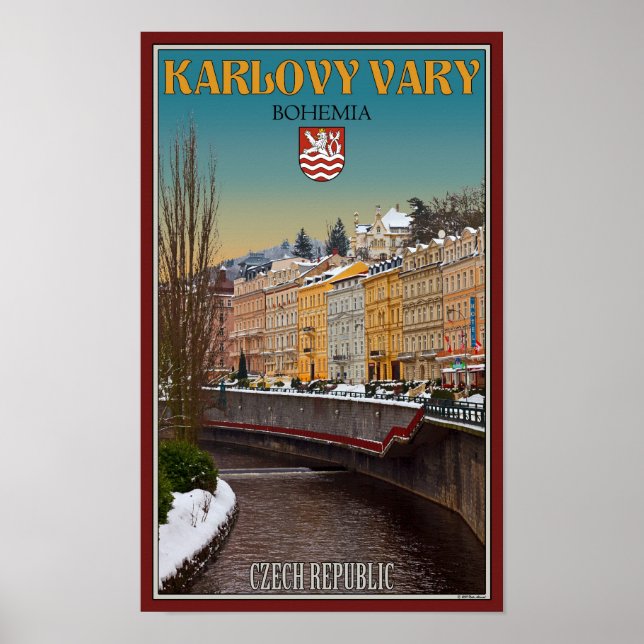 Póster Karlovy Vary - Invierno del río Semnice (Frente)