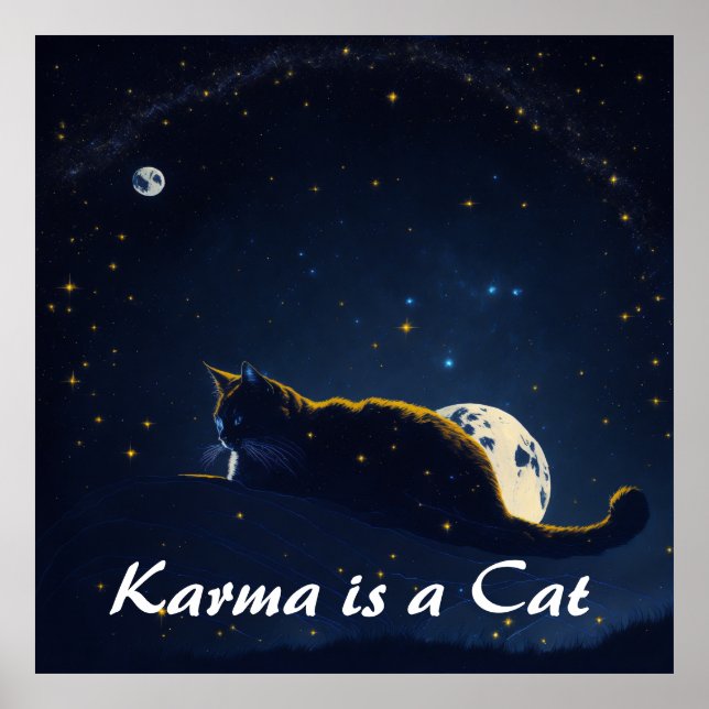 Póster Karma es un gato roneando en mi regazo (Frente)