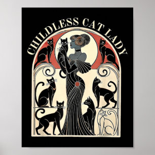 Póster Karma, gato femenino retro