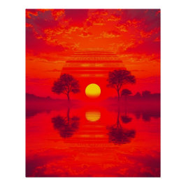Póster Karmesinrote Spiegelung - Sonnenuntergang über See