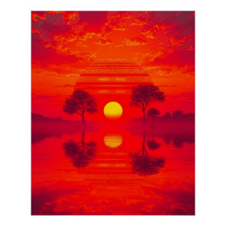 Póster Karmesinrote Spiegelung - Sonnenuntergang über See