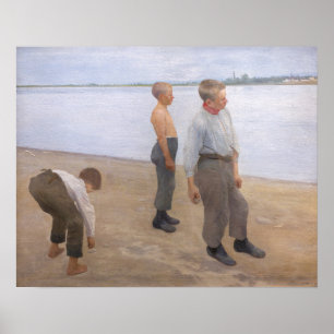 Póster Károly Ferenczy - Niños lanzando guijarros