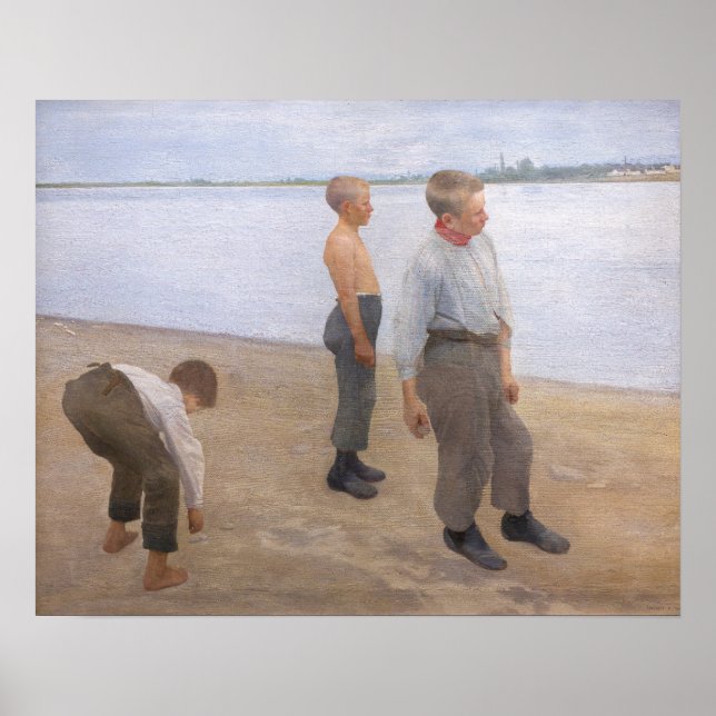 Póster Károly Ferenczy - Niños lanzando guijarros (Frente)