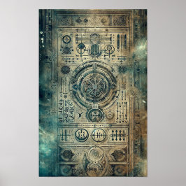 Póster Karte zur versunkenen Stadt Atlantis