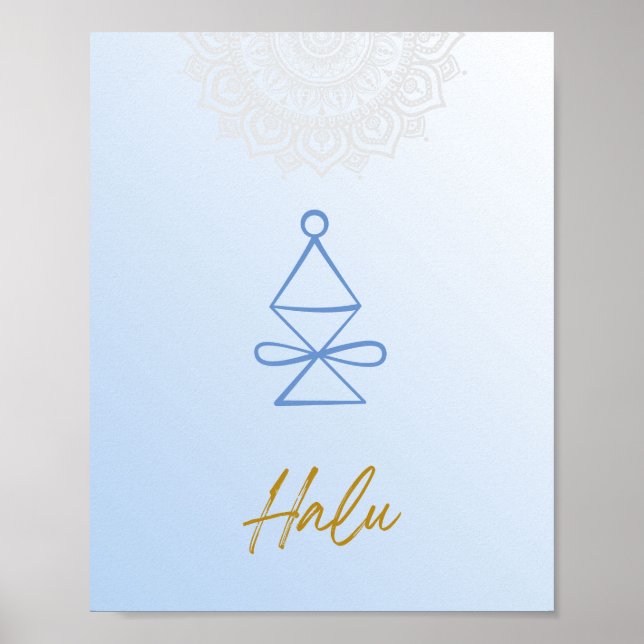 Póster Karuna Reiki Halu Mandala Poster azul cielo (Frente)