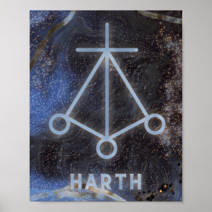 Póster Karuna Reiki Harth Star Marble Blue Poster