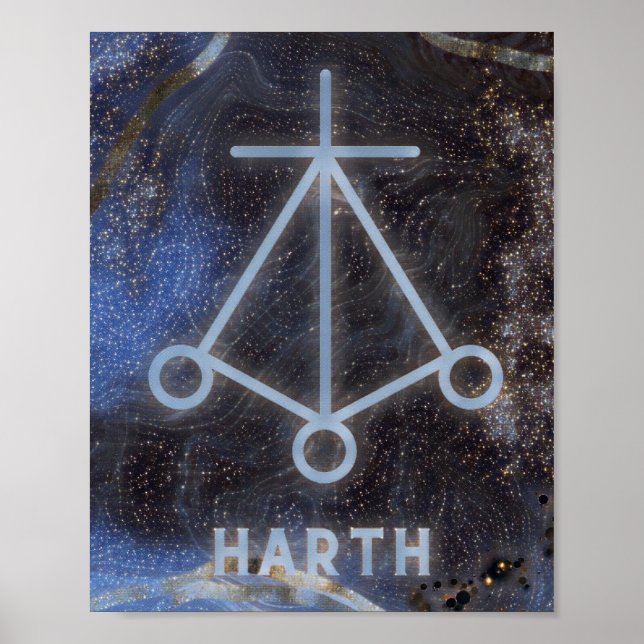Póster Karuna Reiki Harth Star Marble Blue Poster (Frente)