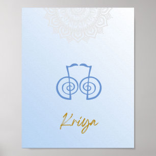 Póster Karuna Reiki Kriya Mandala Poster azul cielo