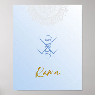 Póster Karuna Reiki Rama Mandala Poster azul cielo