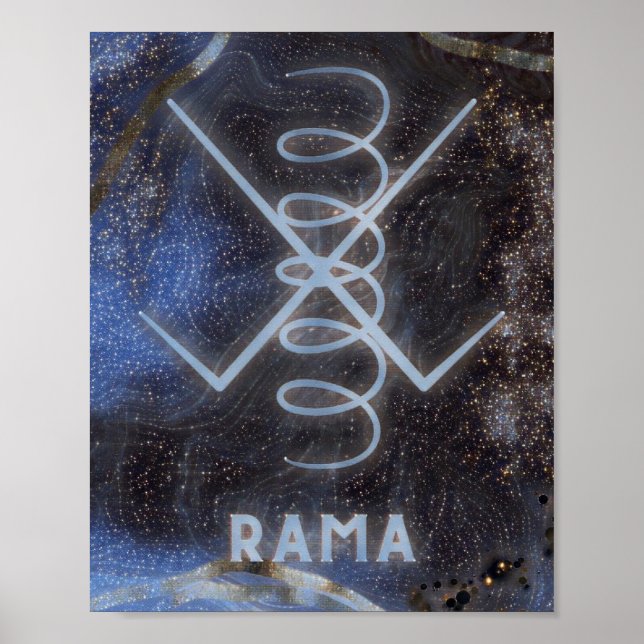 Póster Karuna Reiki Rama Star Marble Blue Poster (Frente)