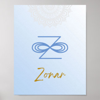 Póster Karuna Reiki Zonar Mandala Azul cielo azul