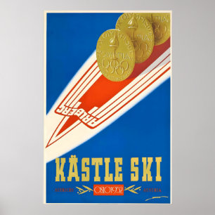 Póster Kastle Ski Austria Oslo Alpes Montañas Nieve