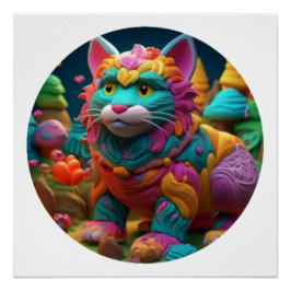 Póster Kat Kitty Kat de Cerámica Colorida