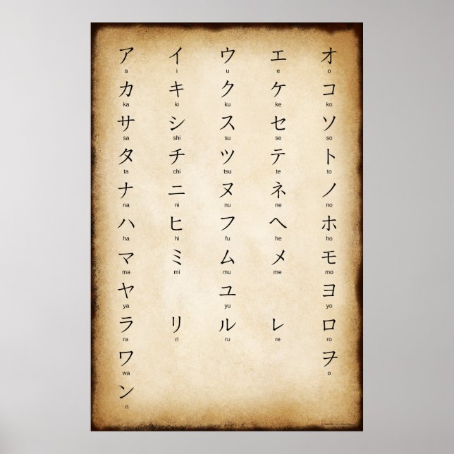 Póster Katakana con estilo románico japonés (Frente)