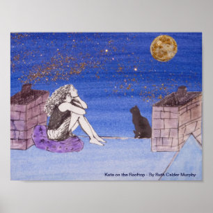 Póster Kate en la azotea - autorretrato de fantasía