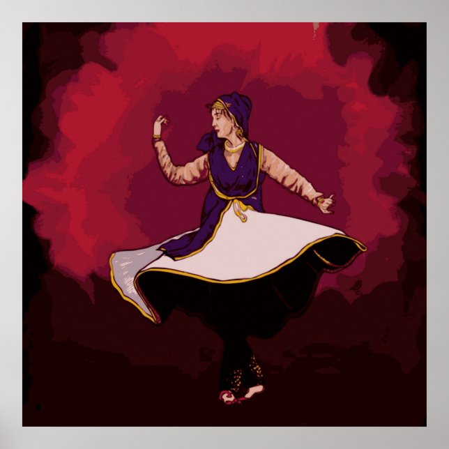 Póster Kathak Dancer - una actuación en solitario en vect (Frente)