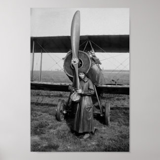 Póster Katherine Stinson con biplano - 1917