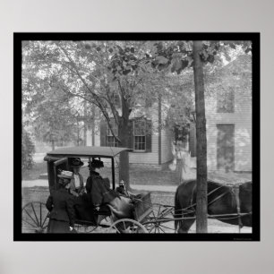 Póster Katherine Wright en un carro en Dayton, OH 1898