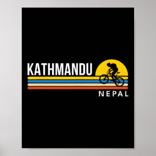 Póster Kathmandu Nepal Ciclismo de Montaña Vintage Retro