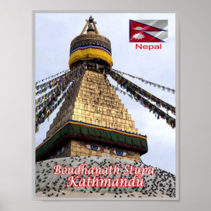 Póster Katmandú - Stupa Boudhanath - Nepal -