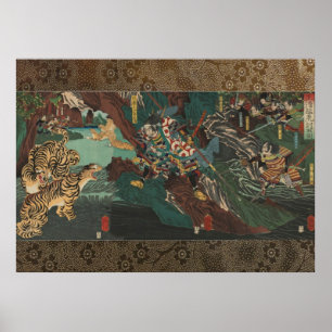 Póster Kato Kiyomosa tiger hunting in Korea
