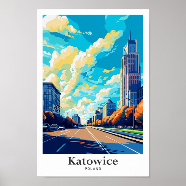 Póster Katowice Poland Travel Potrait Ilustracion (Frente)