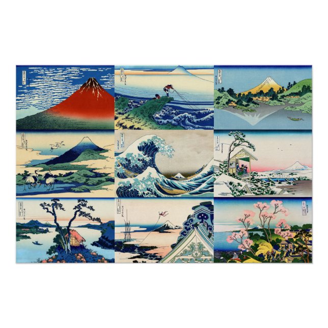 Póster Katsushika Hokusai - 36 vistas de la selección de  (Anverso)