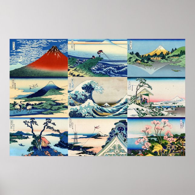 Póster Katsushika Hokusai - 36 vistas de la selección de  (Frente)