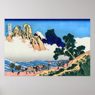 Póster Katsushika Hokusai - Atrás de Fuji, río Minobu
