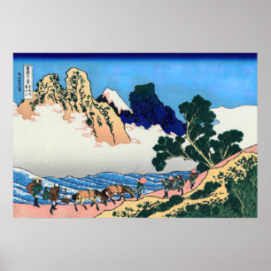 Póster Katsushika Hokusai - Atrás de Fuji, río Minobu