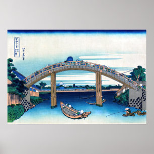 Póster Katsushika Hokusai - Bajo el puente Mannen, Fukaga
