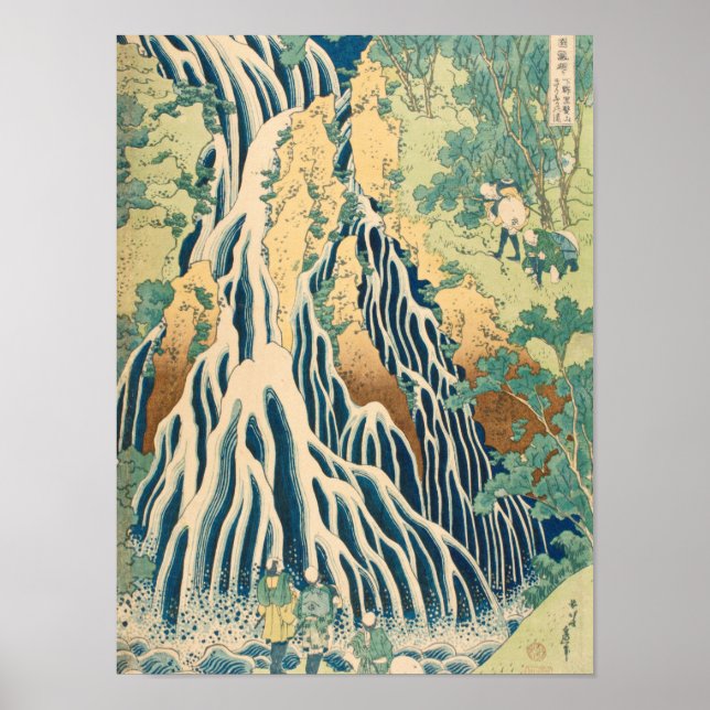 Póster Katsushika Hokusai - Cascada de Kirifuri (Frente)