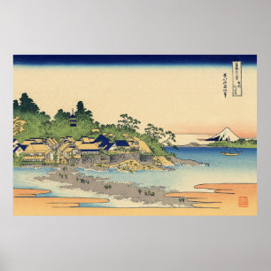 Póster Katsushika Hokusai Enoshima en la provincia de Sag