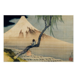 Póster Katsushika Hokusai - Muchacho viendo el Monte Fuji