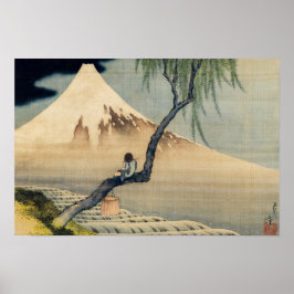 Póster Katsushika Hokusai - Niño viendo el Monte Fuji
