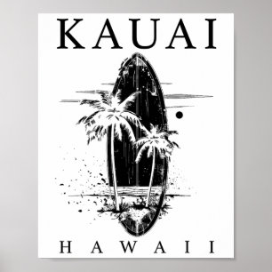 Póster Kauai Hawái Surf Vintage Surf Surfista