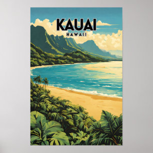 Póster Kauai Hawaii Nostalgic Travel