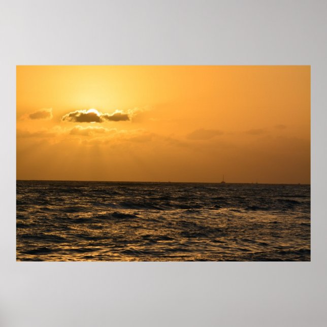 Póster Kauai Hawaii Ocean Sunset (Frente)