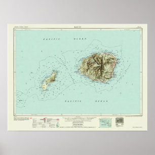 Póster Kauai—Mapa de 1954