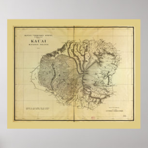 Póster Kauai, Mapa de las Islas Hawái (1903)